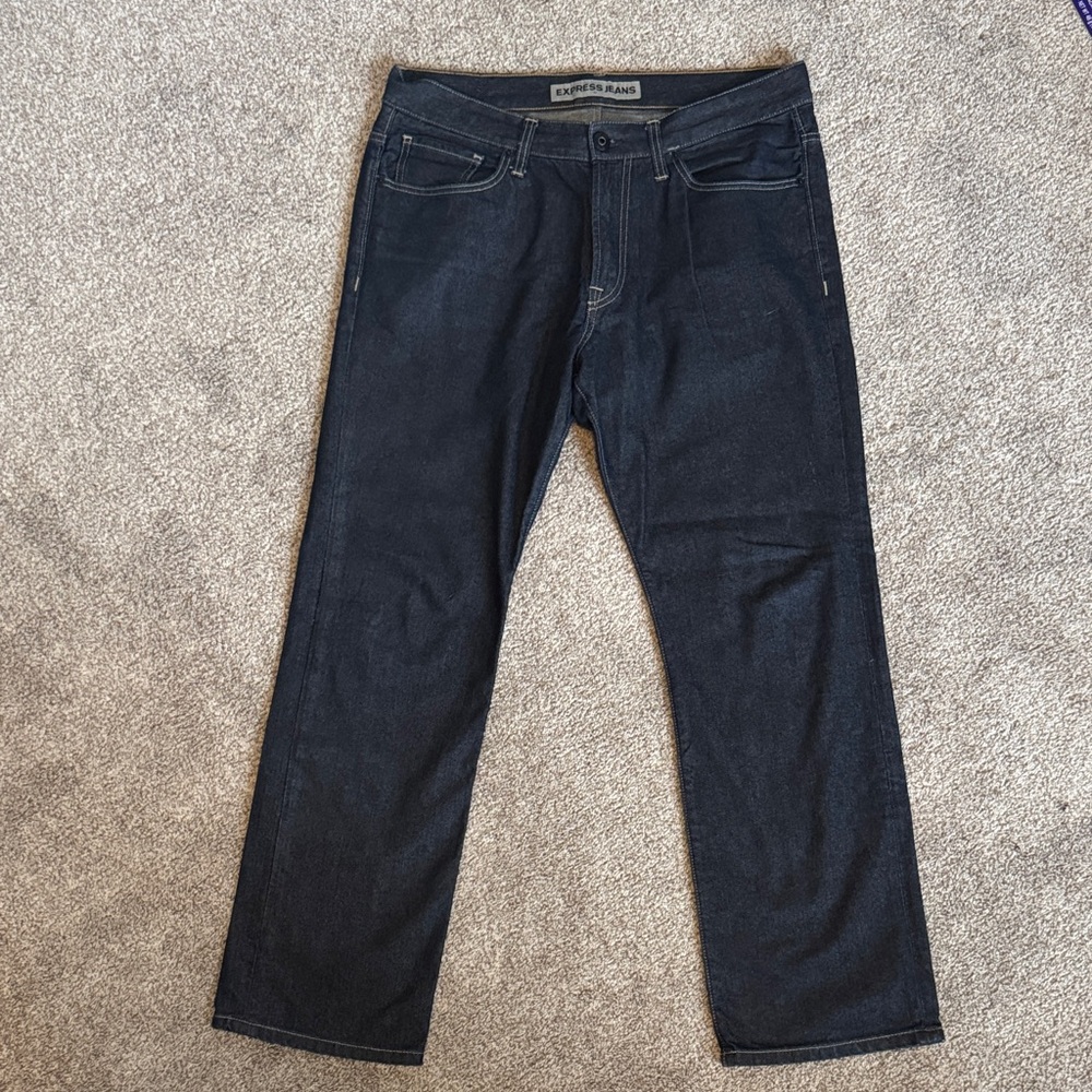 EXPRESS-Men's Dark Blue Straight Jeans- 34/32